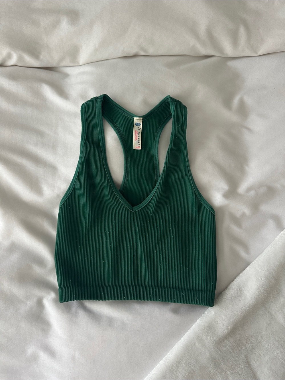 Free People Forest Green Ribbed Racerback Crop Tank